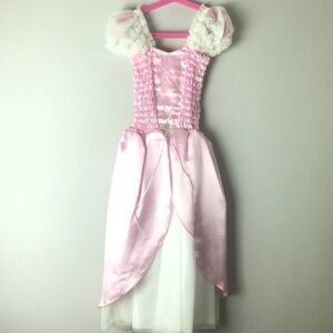 Girls Pink Rapunzel Satin Princess Costume Dress